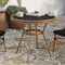Merrick Lane Mael Bistro Style Table with Tempered Glass Top, Textilene, and Bamboo Finished Metal Frame for Indoor/Outdoor Use